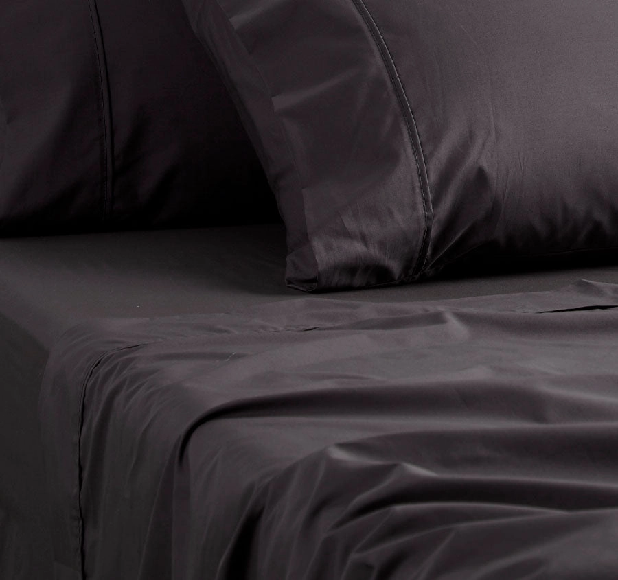 250THC Poly Cotton Percale Mega Sheet Set Range Asphalt