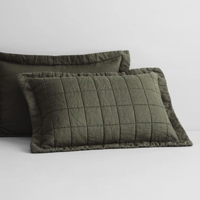 Abbotson Linen Pillow Sham Olive by Sheridan
