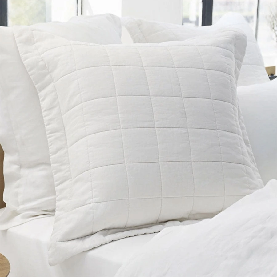 Abbotson White Linen Quilted European Pillow Sham by Sheridan