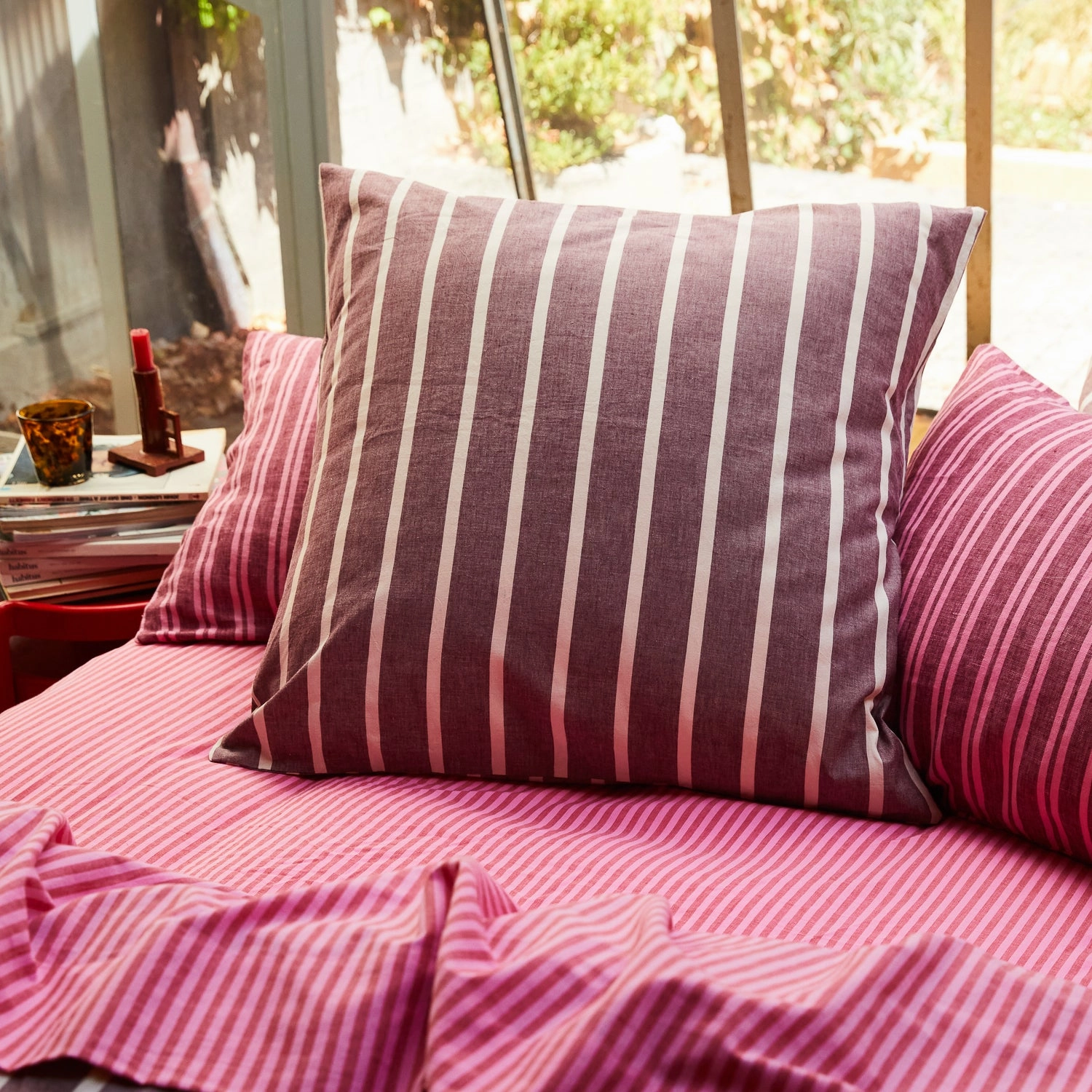 Abrielle Cotton Euro Pillowcase Set - Mahogany