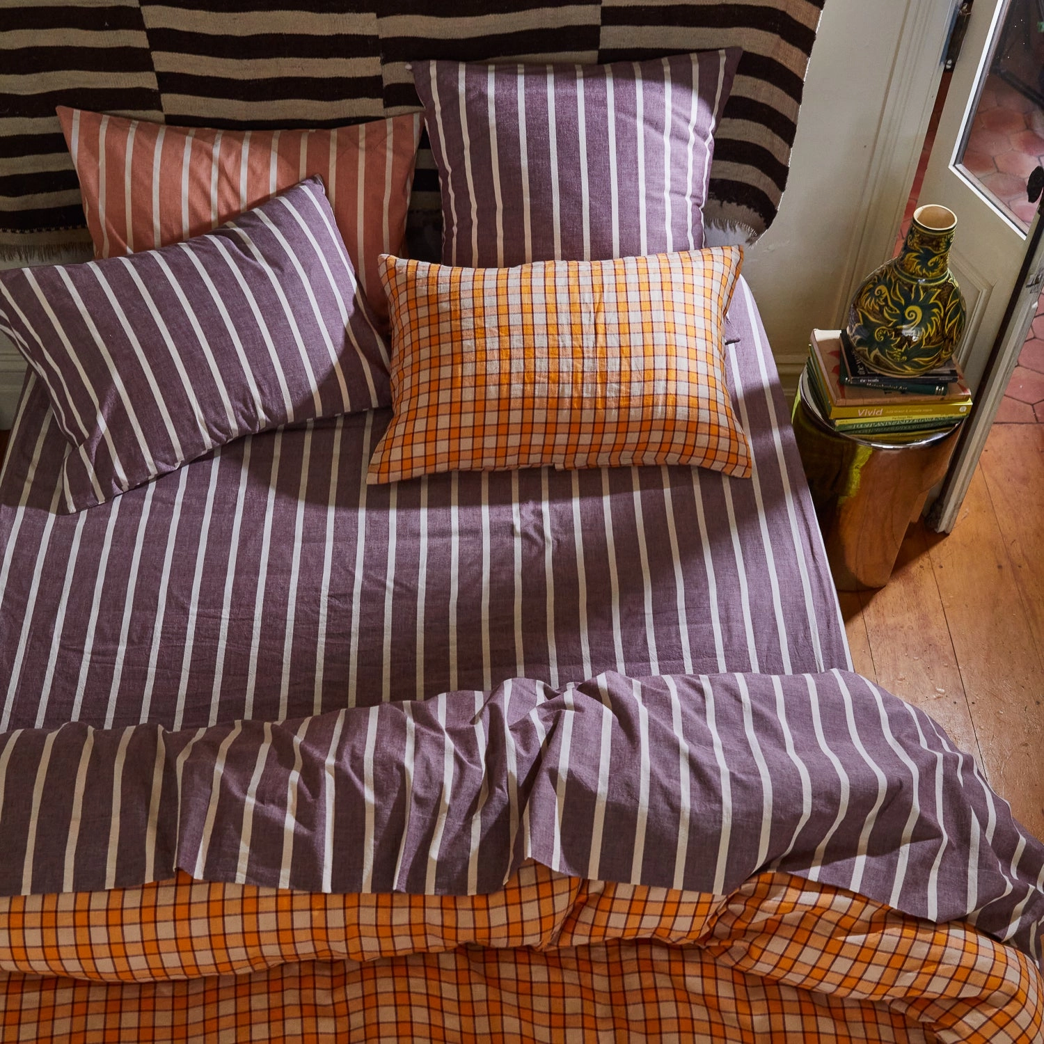 Abrielle Cotton Euro Pillowcase Set - Mahogany