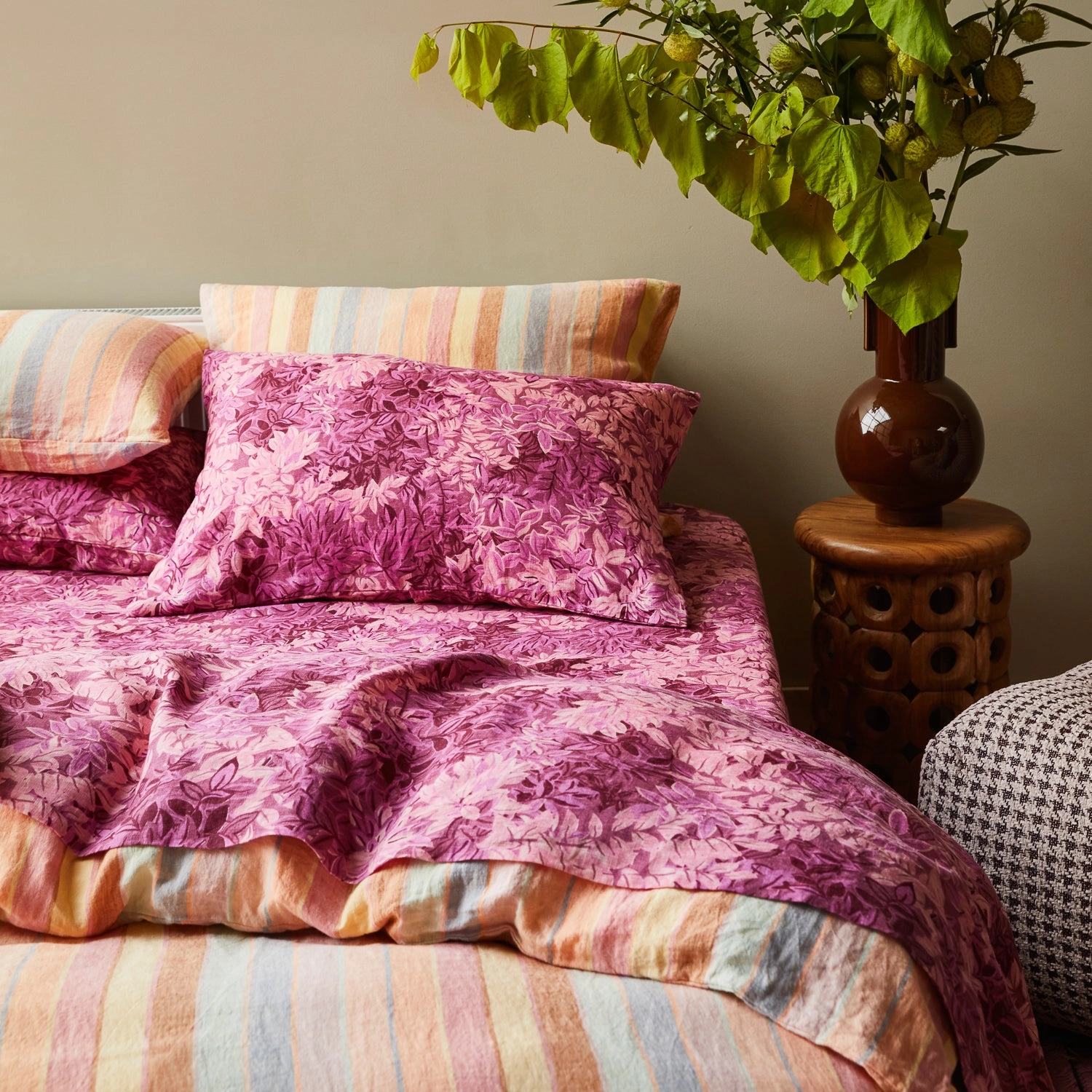 Alka Linen Pillowcase Set - Plumberry