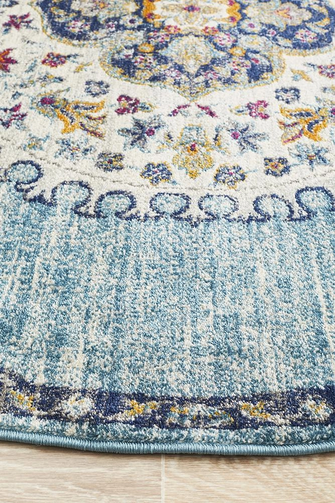 Babylon 202 Round Rug (Blue) by Rug Culture