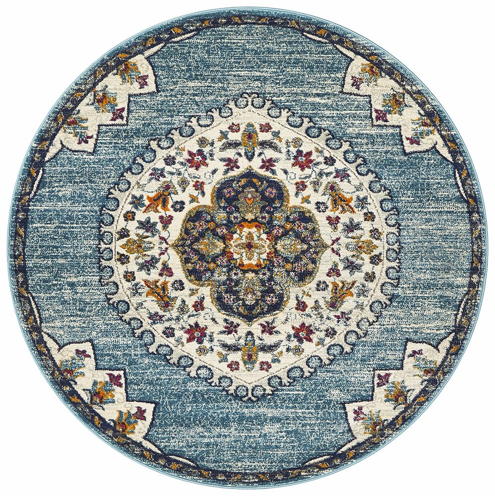 Babylon 202 Round Rug (Blue) by Rug Culture
