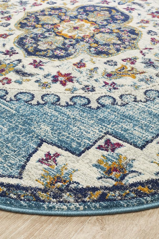 Babylon 202 Round Rug (Blue) by Rug Culture