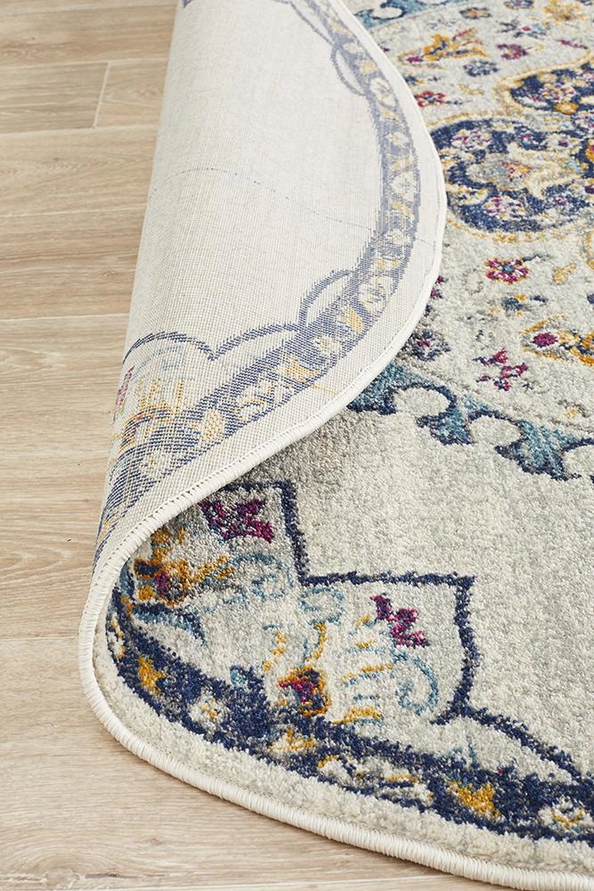 Babylon 202 Round Rug (White) by Rug Culture