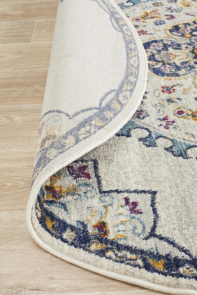 Babylon 202 Round Rug (White) by Rug Culture