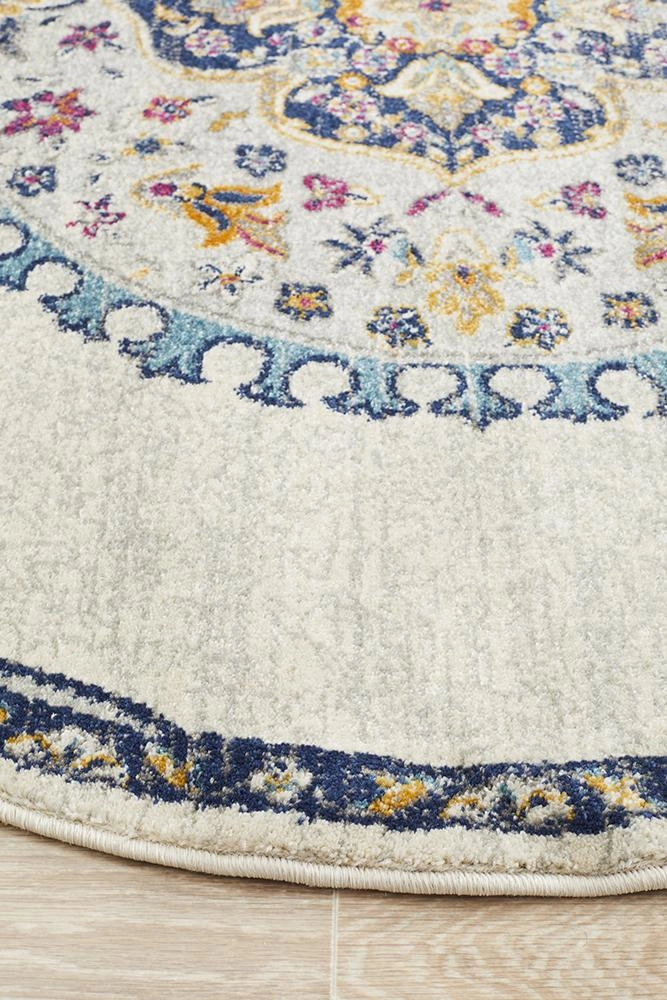 Babylon 202 Round Rug (White) by Rug Culture