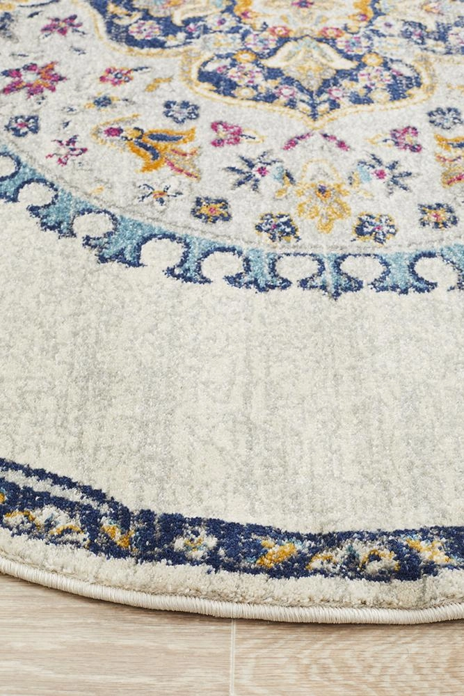 Babylon 202 Round Rug (White) by Rug Culture