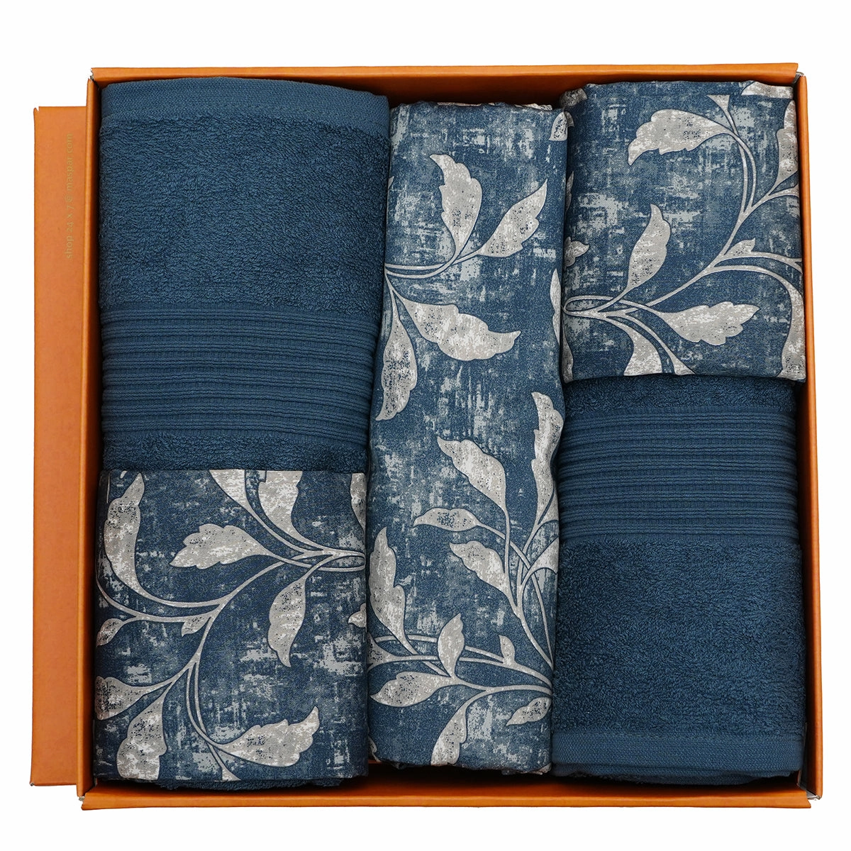 Backyard Patio Rustic Leaf Bed Bath Set Blue