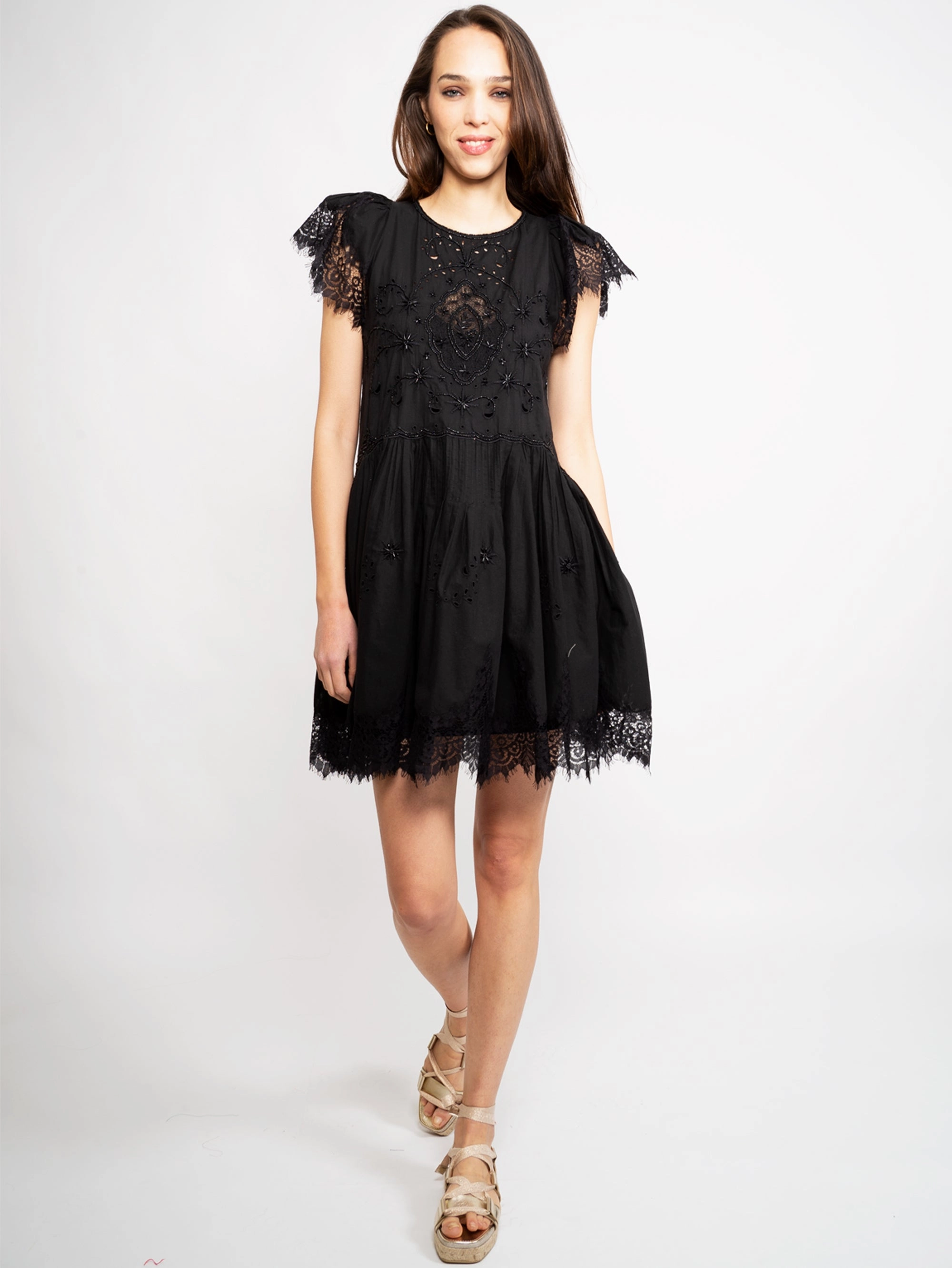 Black Embroidered Muslin Dress