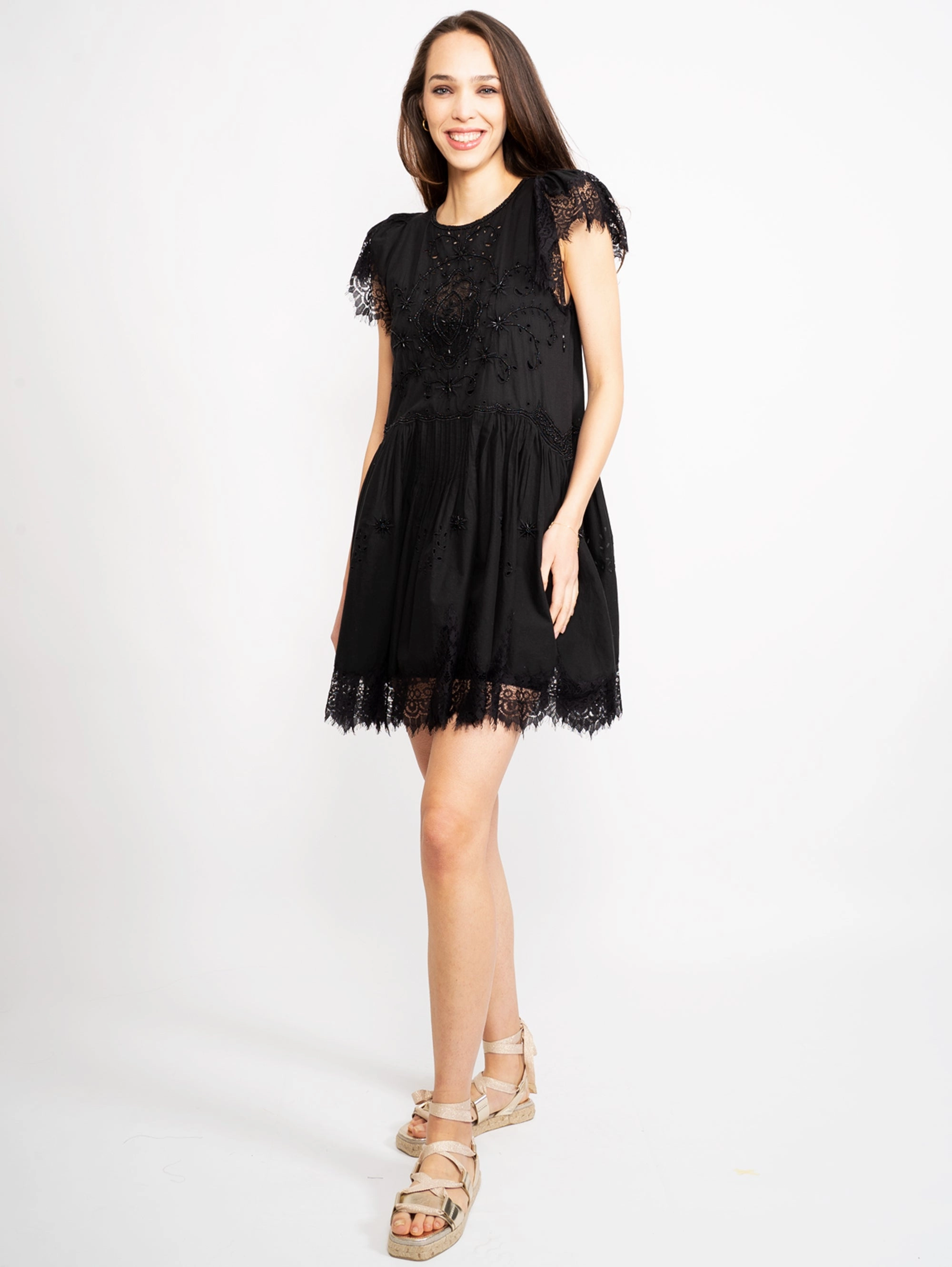 Black Embroidered Muslin Dress