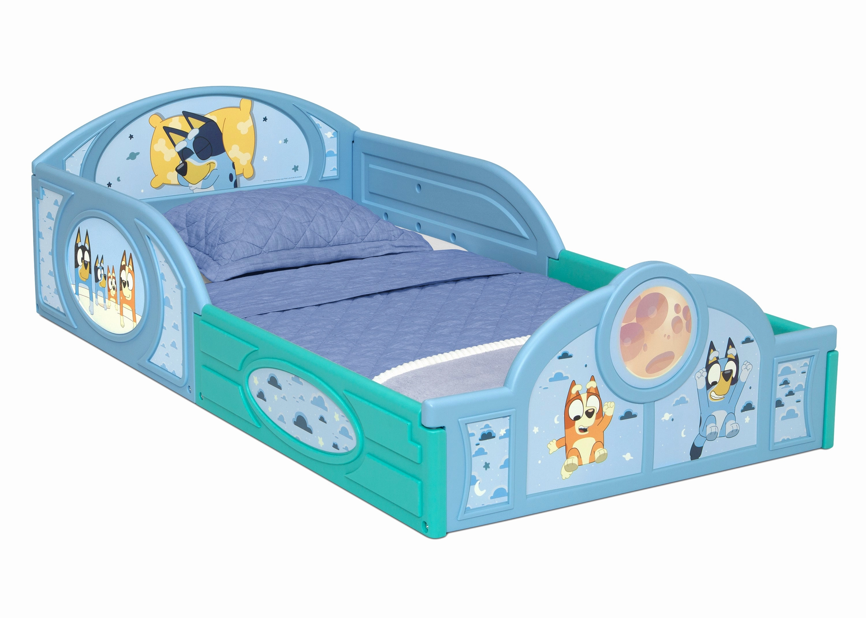 Bluey Sleep and Play Toddler Bed with Built-In Guardrails
