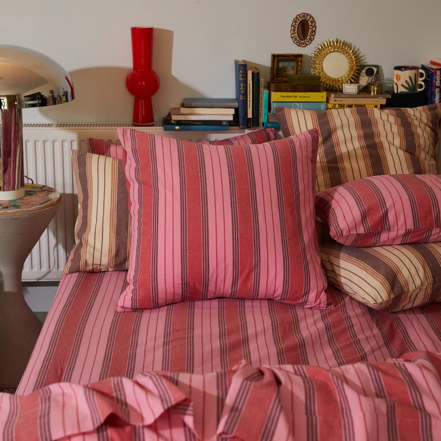 Brigitte Cotton Euro Pillowcase Set - Scarlet