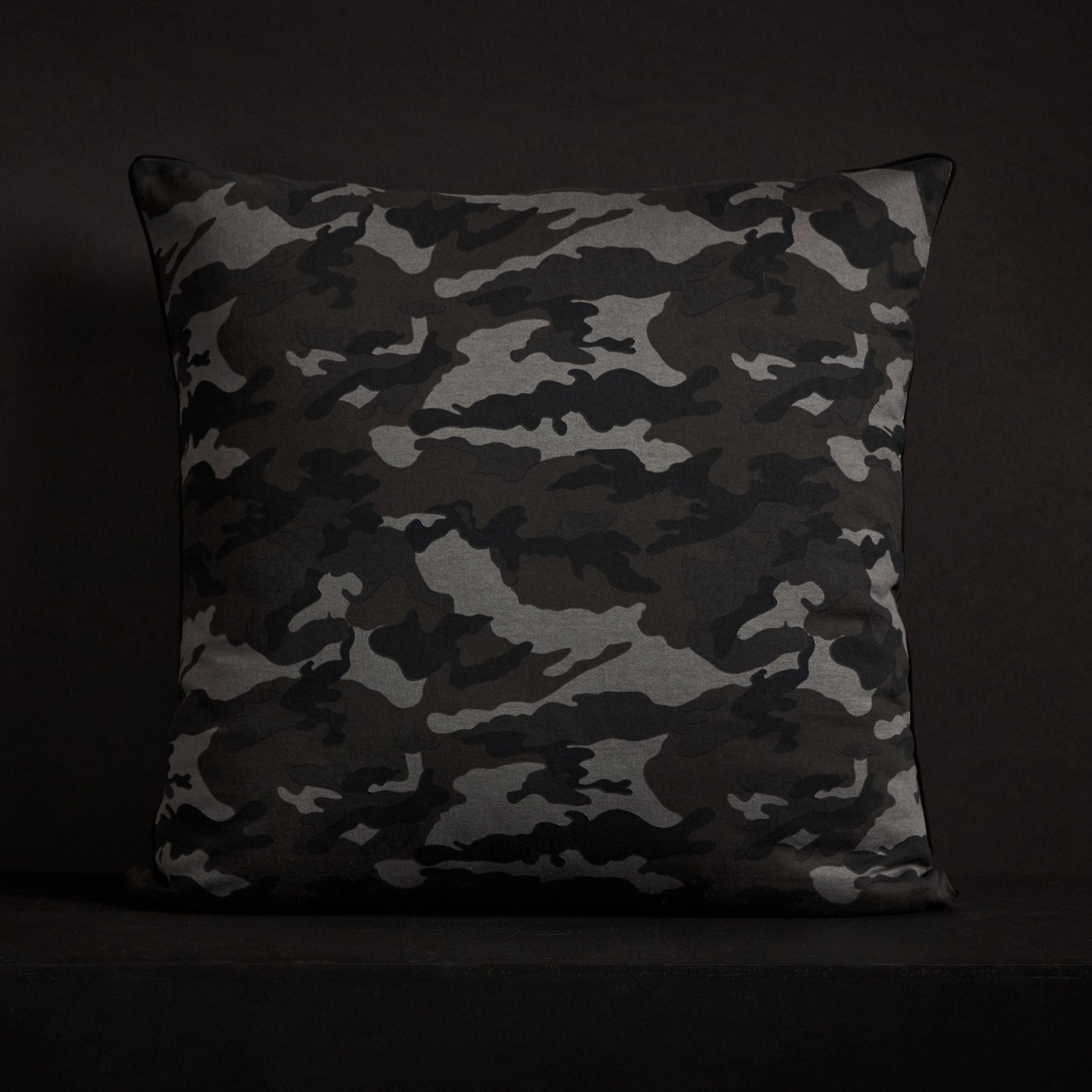 Camo Throw Pillow With Piping - Night Camo