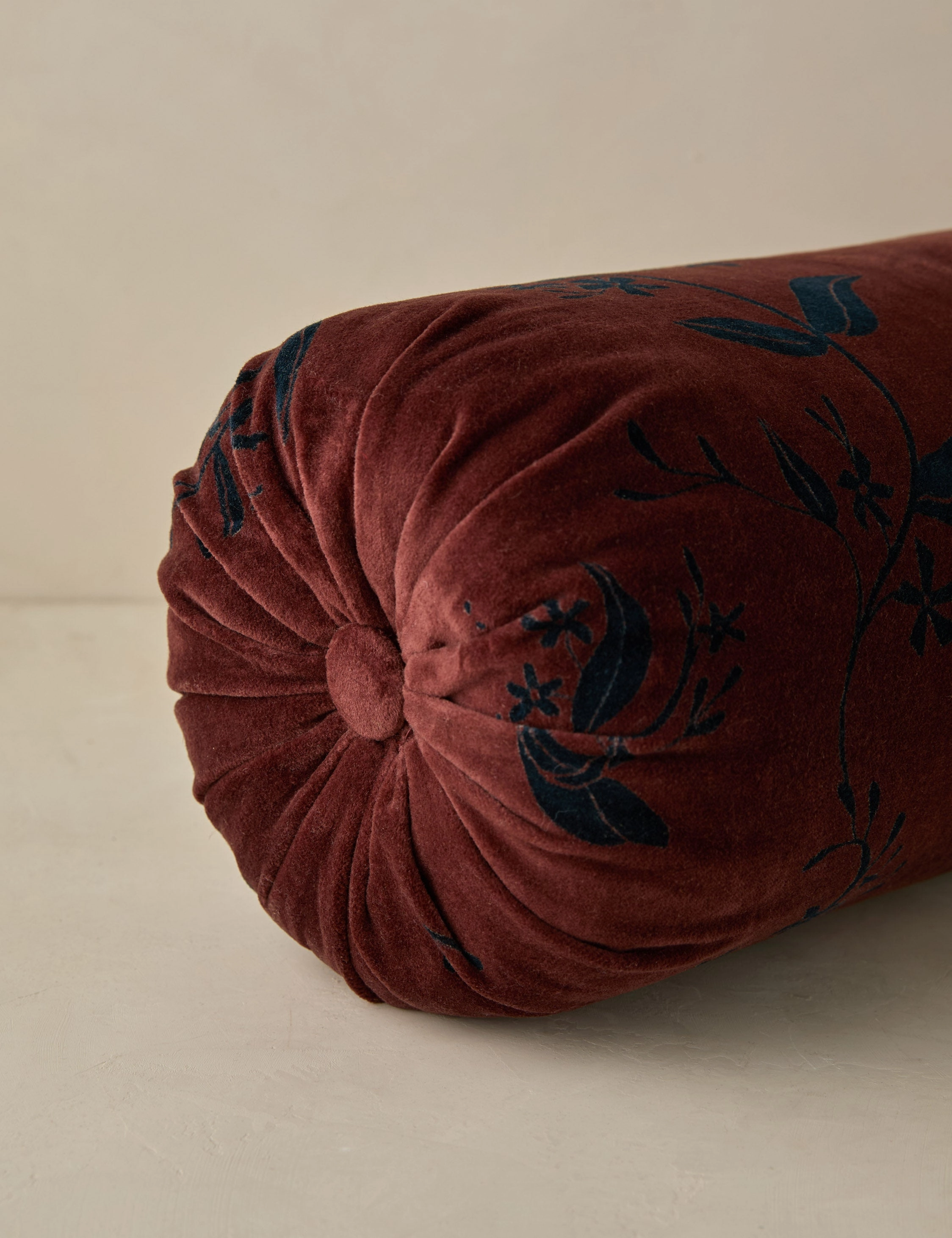Carmine Velvet Bolster Pillow