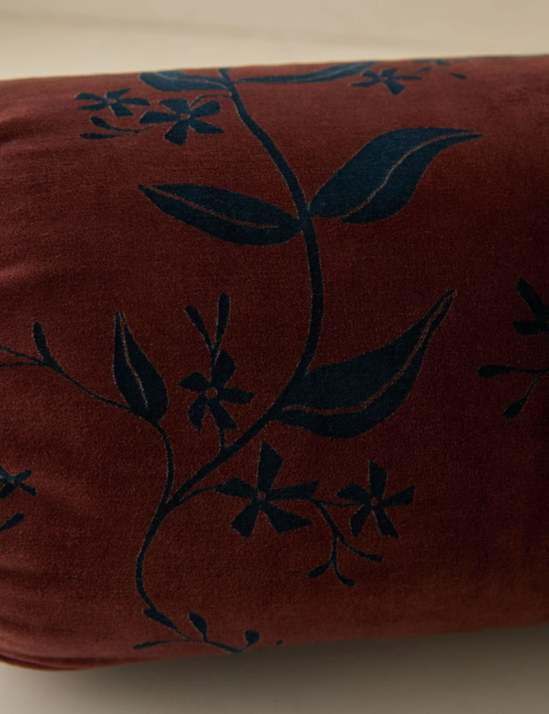 Carmine Velvet Bolster Pillow