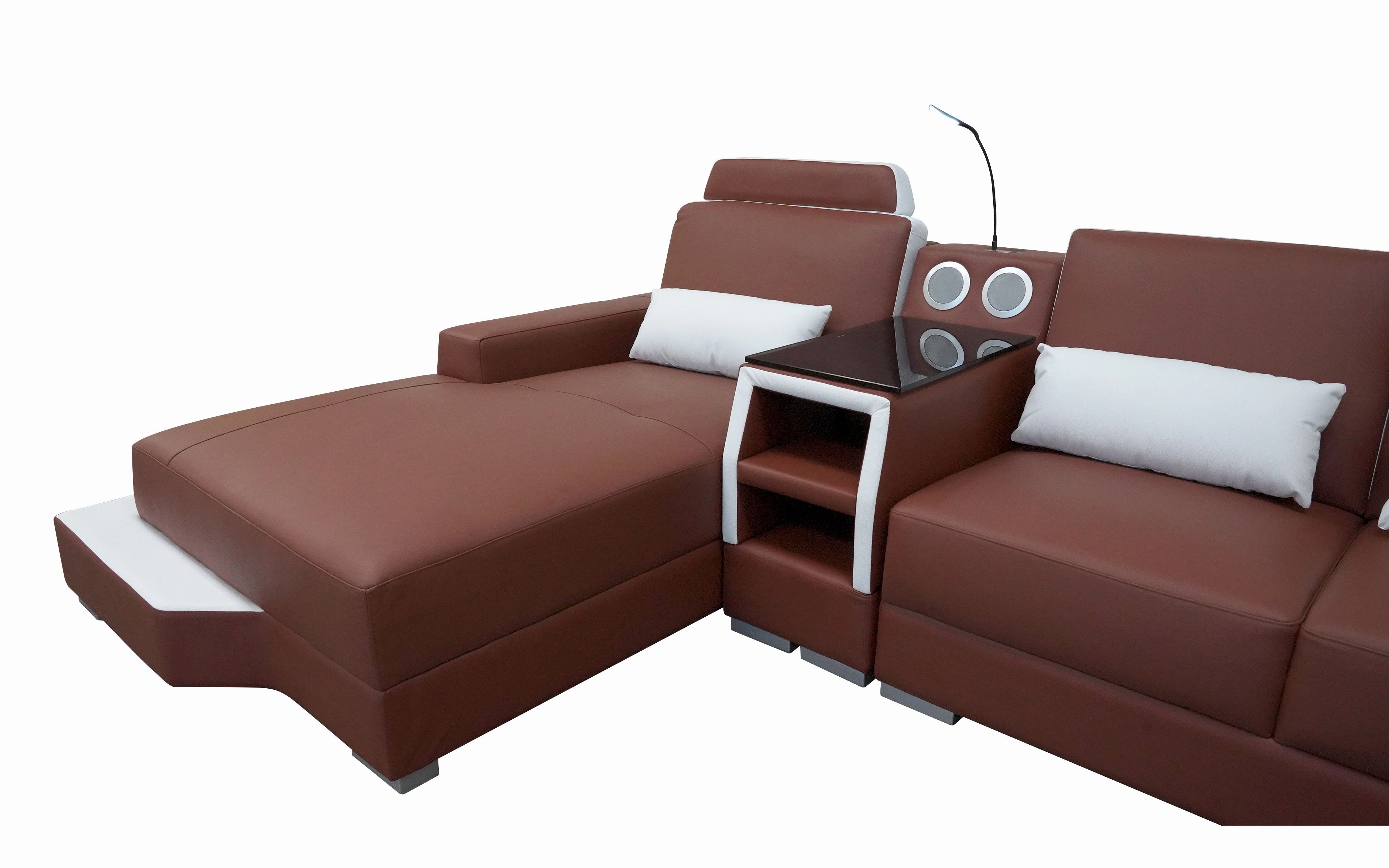 Civia Modern Leather Sectional With Console Table