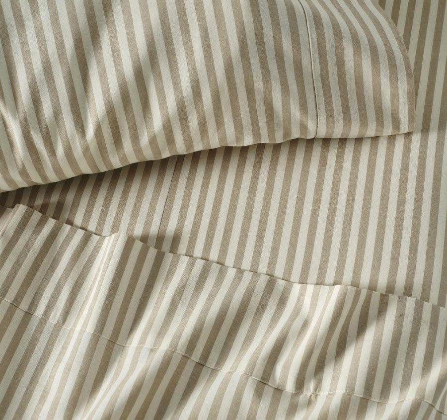 Classic Stripe Sheet Set Range Pebble