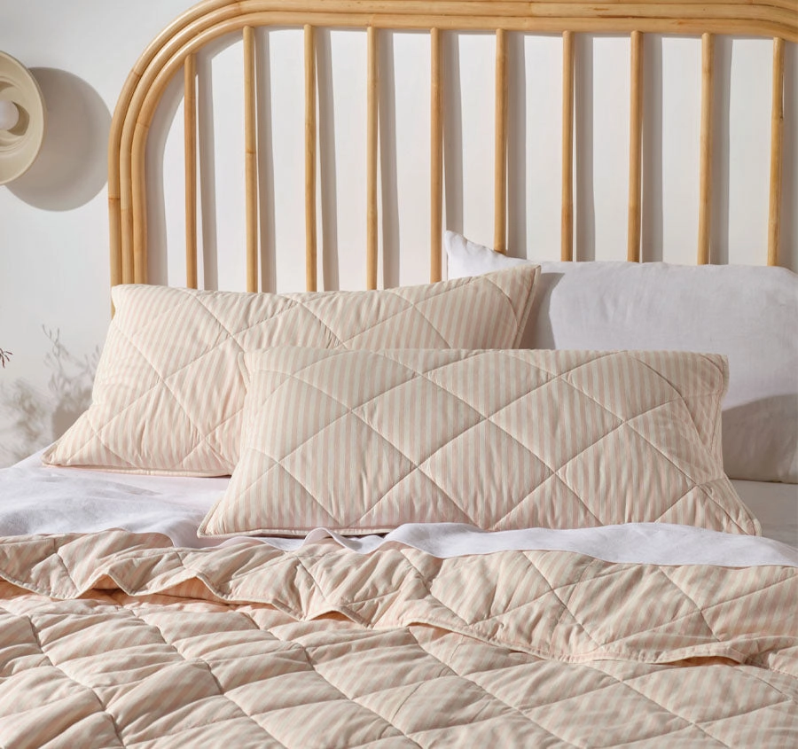 Classic Stripe Standard Pillow Sham Pair Rose