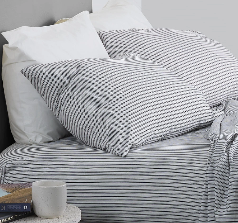 Classic Ticking Standard Pillowcase Pair Black