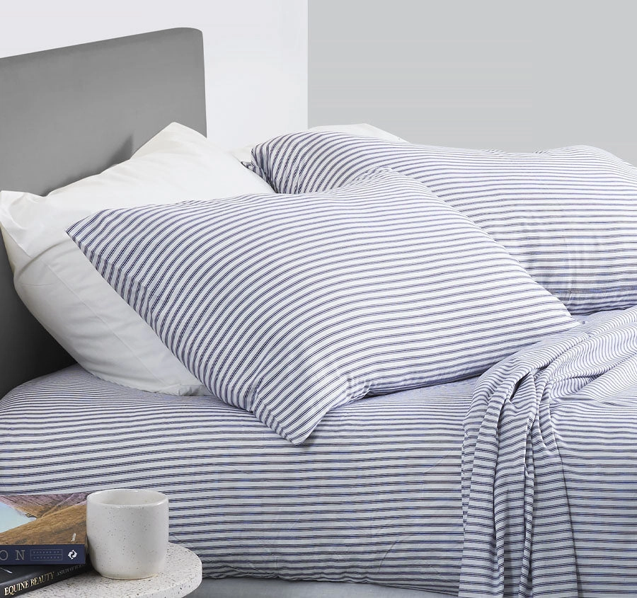 Classic Ticking Standard Pillowcase Pair Navy