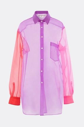 color-block organza shirt