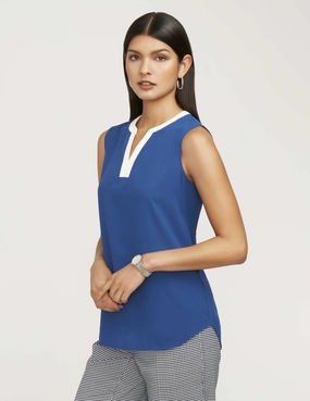 Color Block Split Sleeveless Blouse- Sale