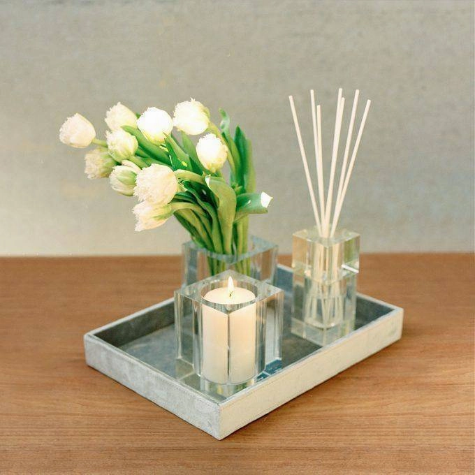 Crisp White Linen 220g Bevelled Crystal Candle by Abode Aroma