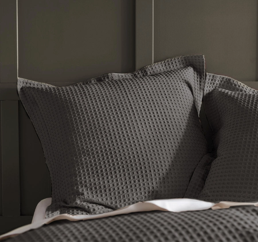 Deluxe Waffle European Pillowcase Charcoal