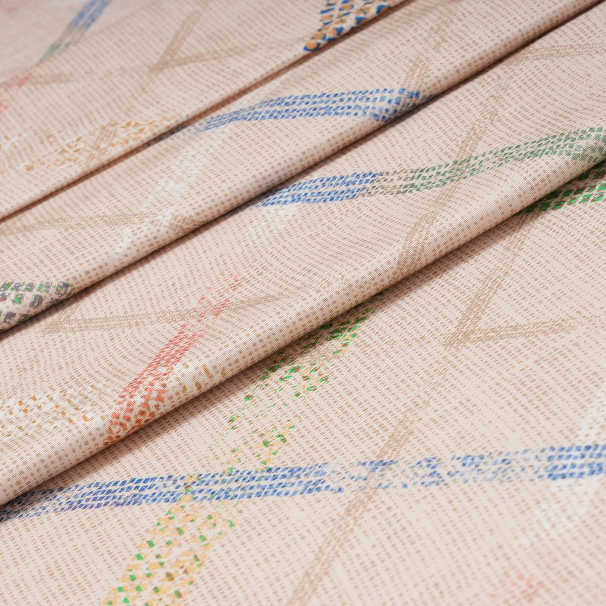 Eclectic Geo Rhombus Digital Print 100% Cotton Beige Bed Sheet with Pillow Case