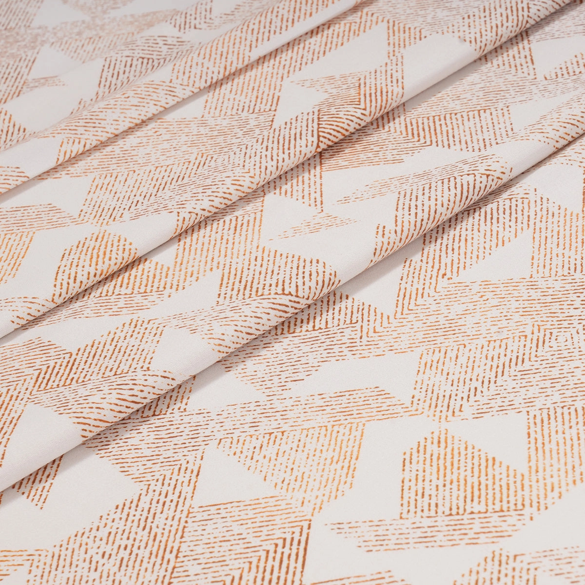 Eclectic Geo Triangle Digital Print 100% Cotton Rust Bed Sheet with Pillow Case