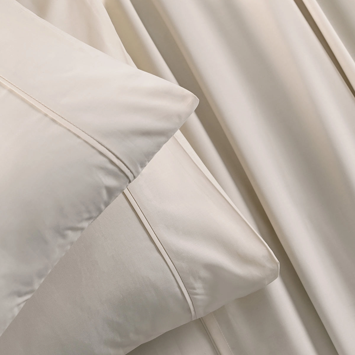 Eden Crisp & Light Weight 100% Cotton Solid Beige Bed Sheet with Pillow Case