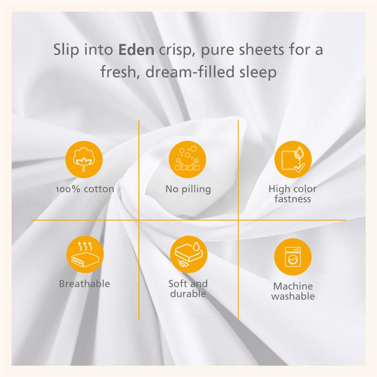 Eden Crisp & Light Weight 100% Cotton Solid Beige Bed Sheet with Pillow Case