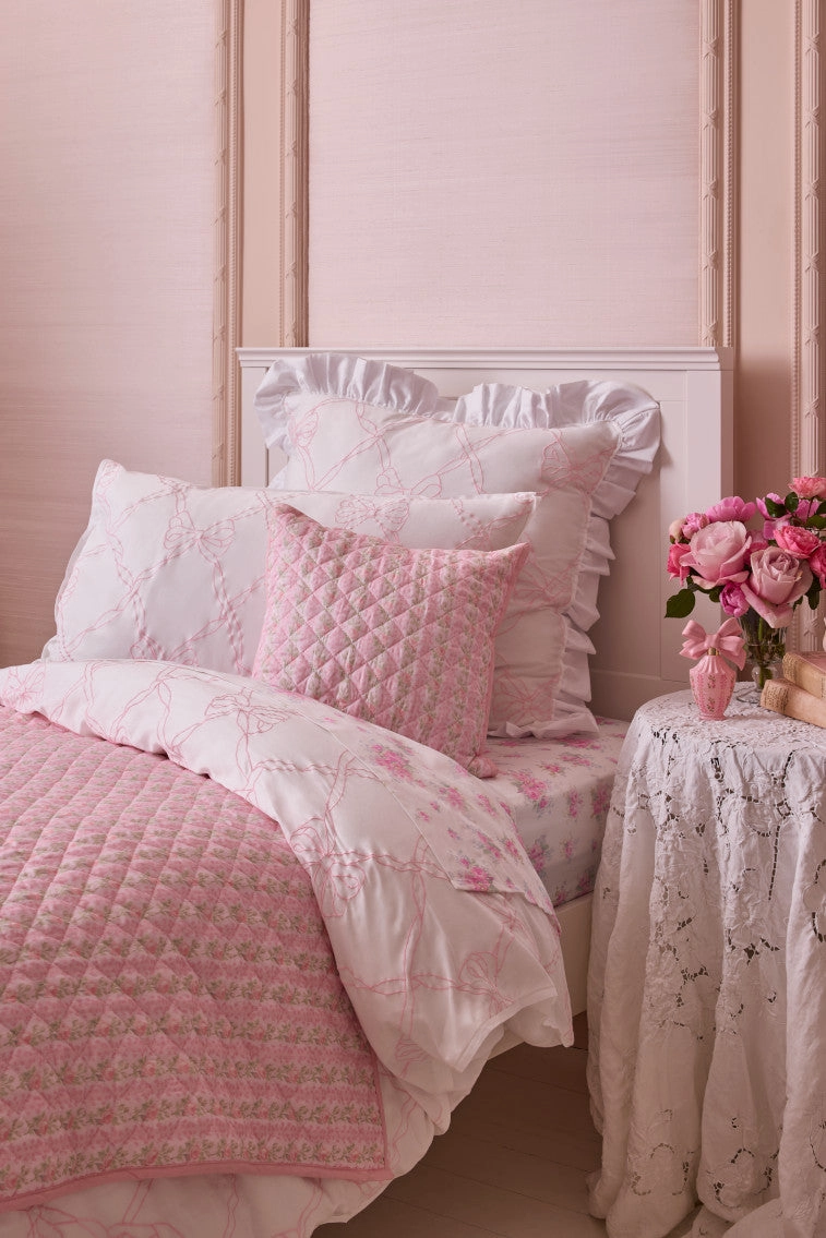Embroidered Ruffle Euro Pillow