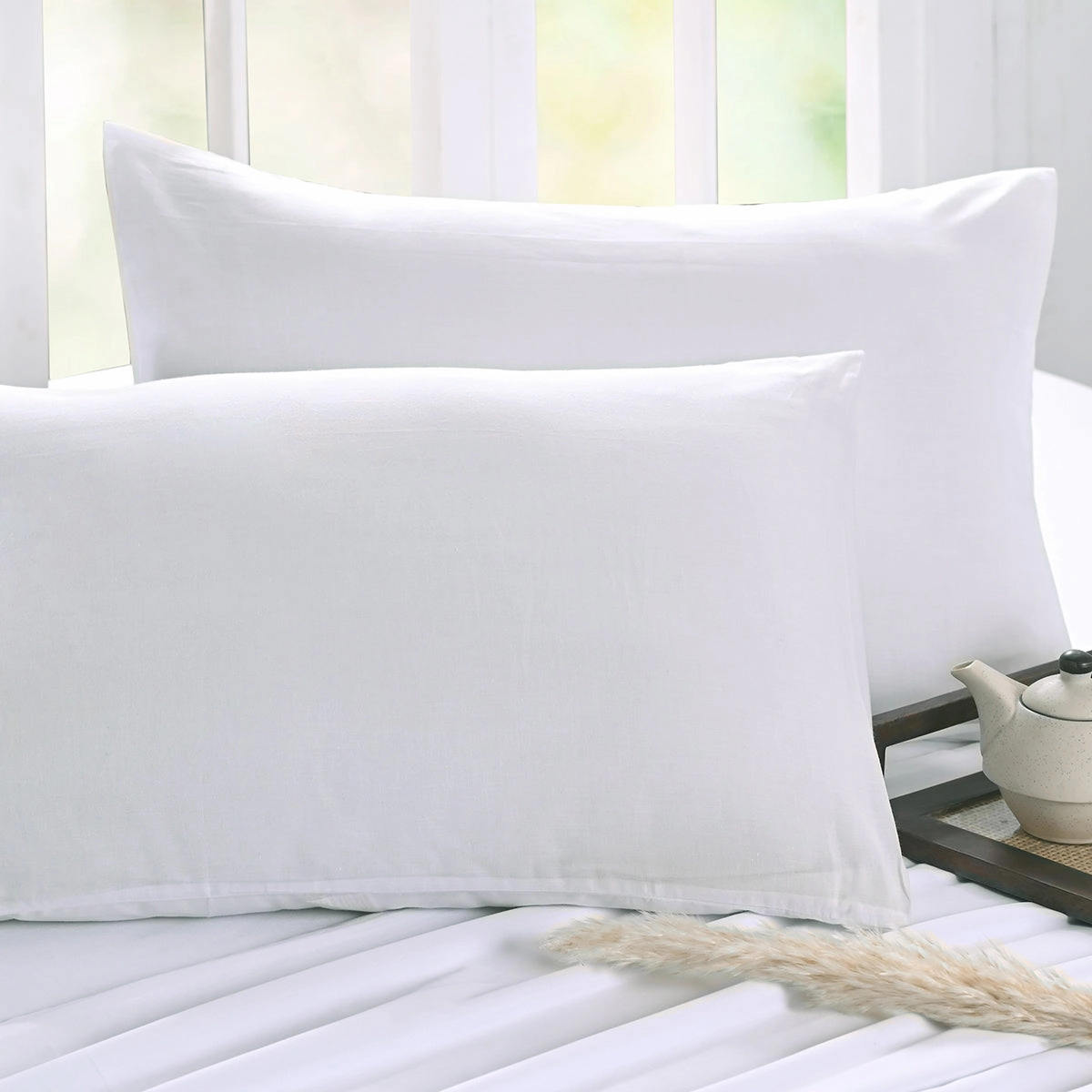 Essentials Dwell Solid White 2PC Pillow Sleeve/Covers