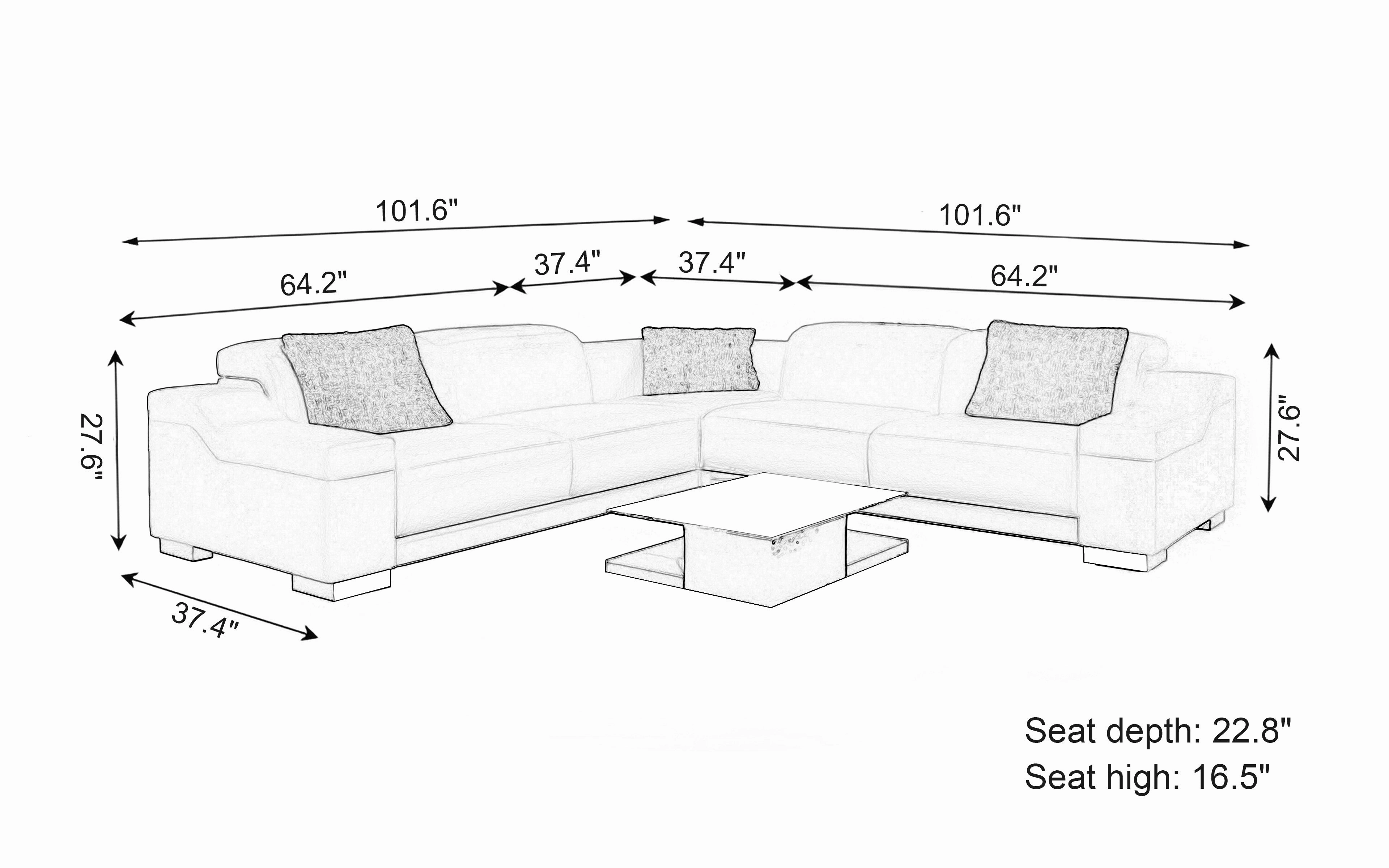 Everlin Modern Leather Sectional