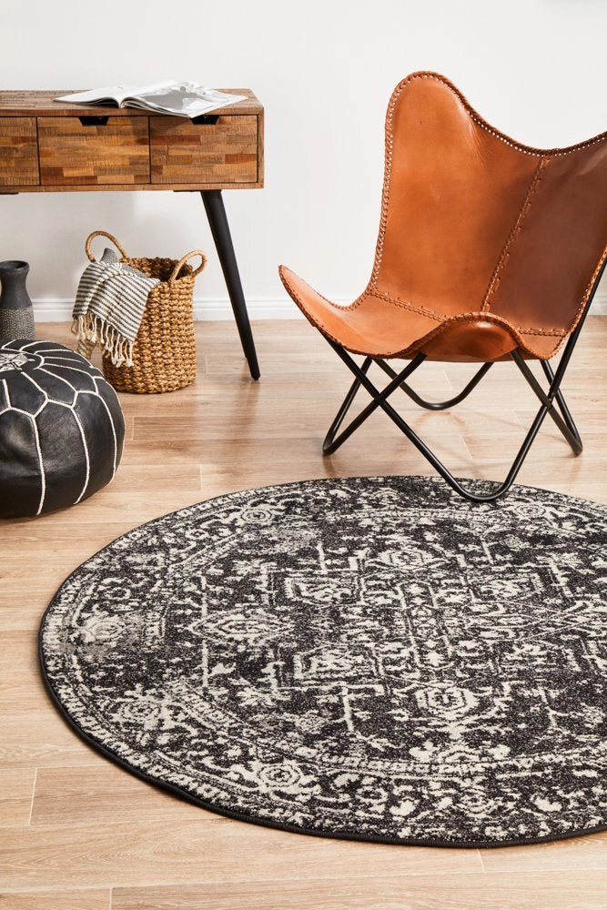 Evoke 253 Round Rug (Charcoal) by Rug Culture