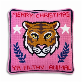 Filthy Animal Needlepoint Pillow