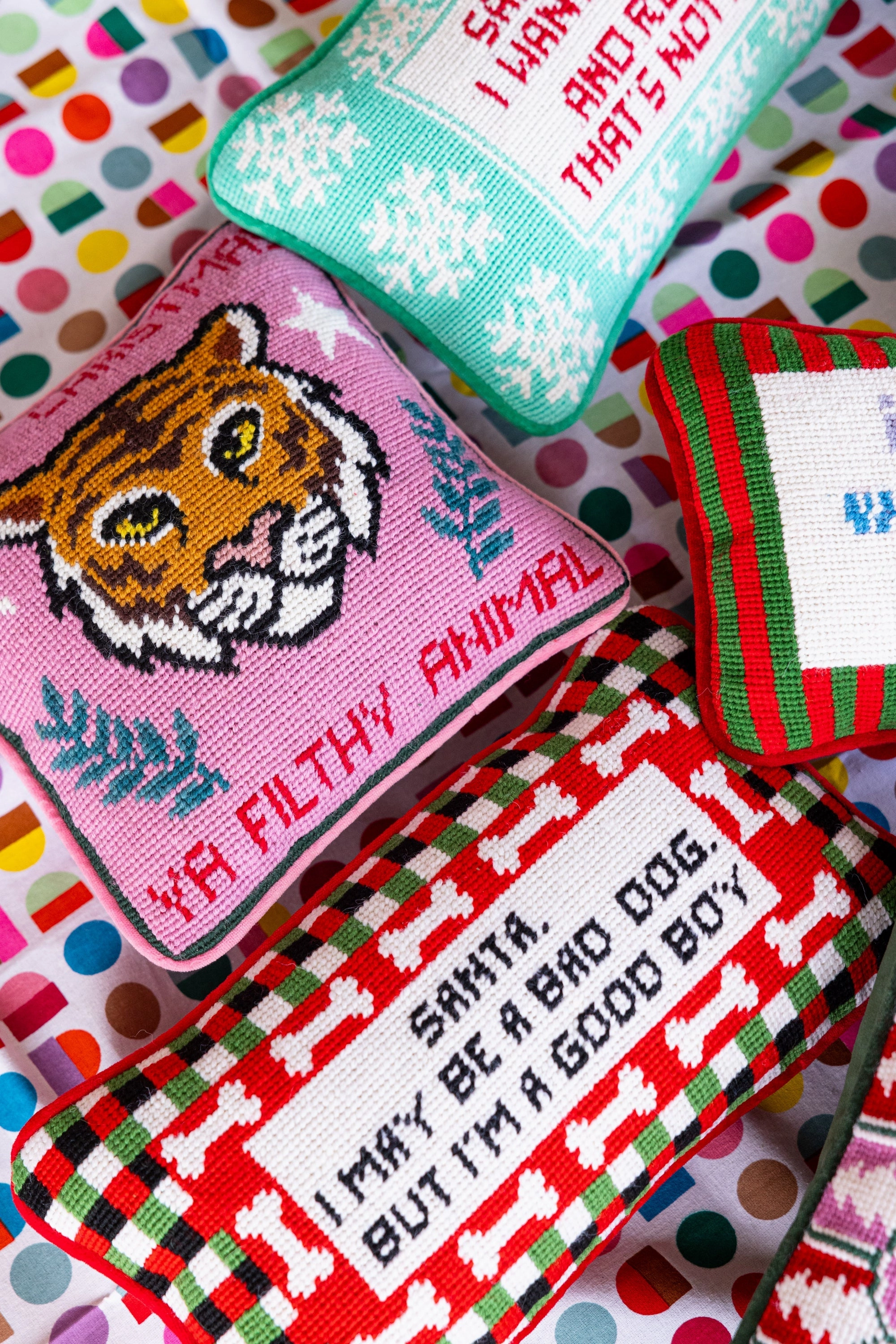 Filthy Animal Needlepoint Pillow