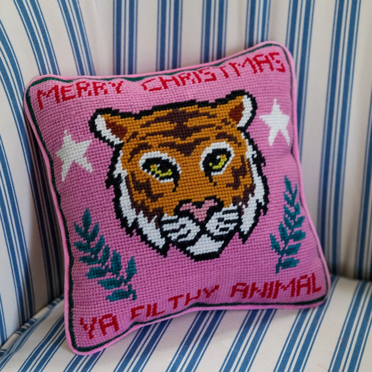 Filthy Animal Needlepoint Pillow