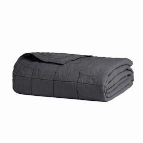 French Flax Linen CHARCOAL Quilted Coverlet by Bambury