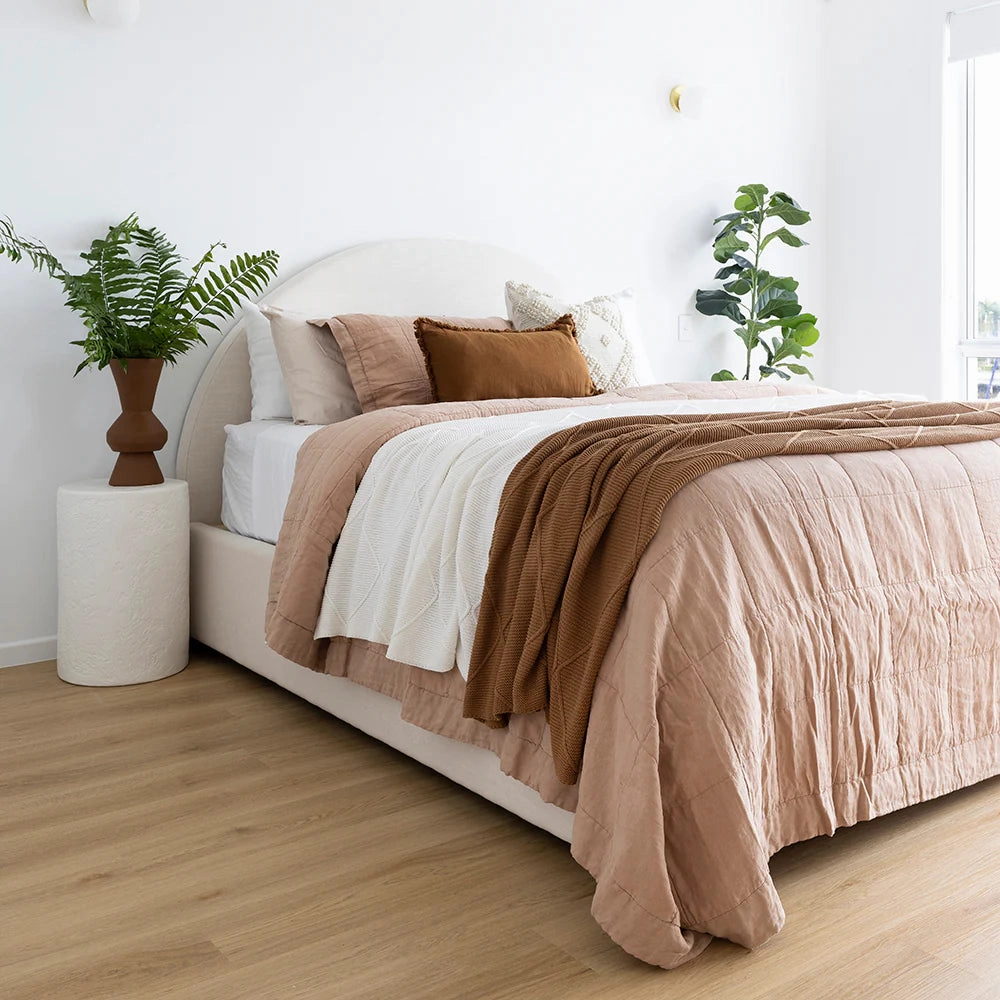 French Flax Linen IVORY Quilted Coverlet by Bambury
