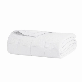 French Flax Linen IVORY Quilted Coverlet by Bambury
