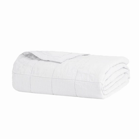 French Flax Linen IVORY Quilted Coverlet by Bambury