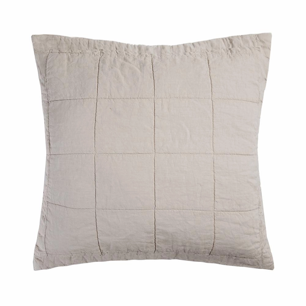 French Flax Linen Quilted Euro Pillow Sham by Bambury