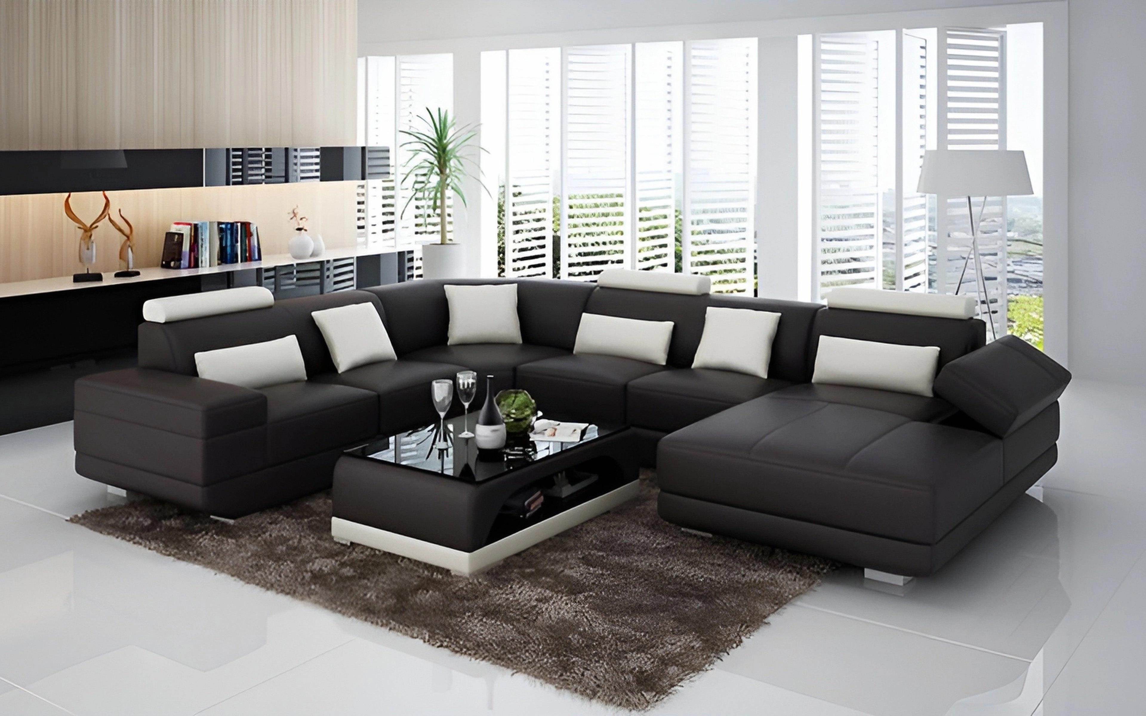 Gileanas Modern U-Shape Leather Sectional