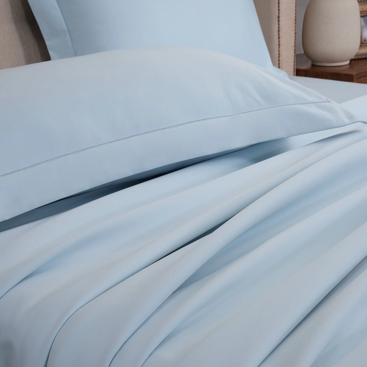 Glamique 100% Cotton Solid 1000 TC Blue Bed Sheet with Pillow Case