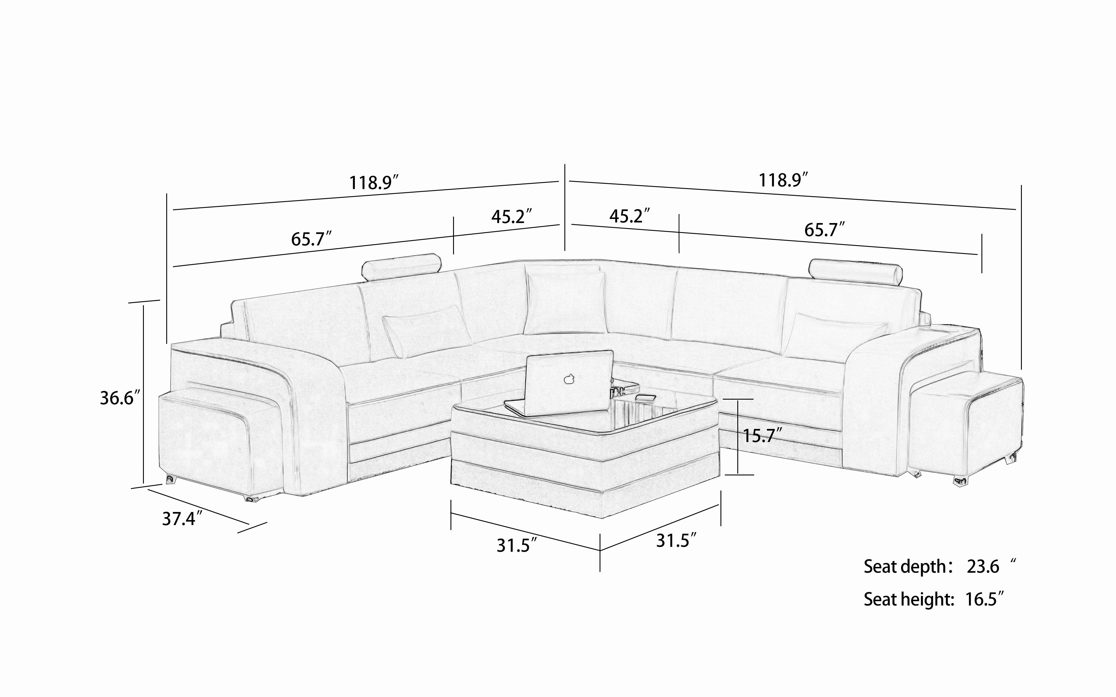 Heather Modern Leather Sectional