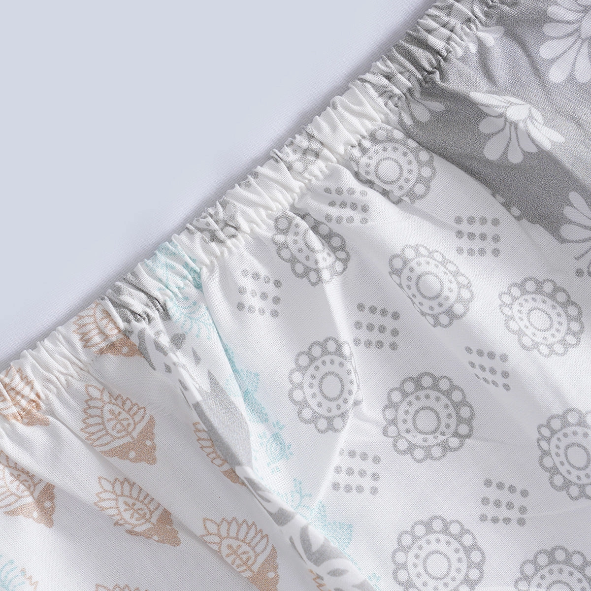 Hermosa Sensory Bloom Lennon 100% Cotton Printed Fitted Sheet with Pillow Case Blue